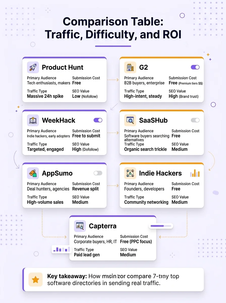 Comparison Table: Traffic, Difficulty, and ROI